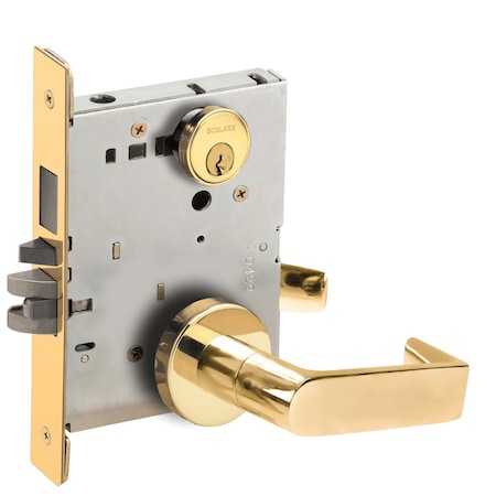 Schlage Entrance Mortise Lock with Deadbolt, 06A Design, Bright Brass L9453P 06A 605